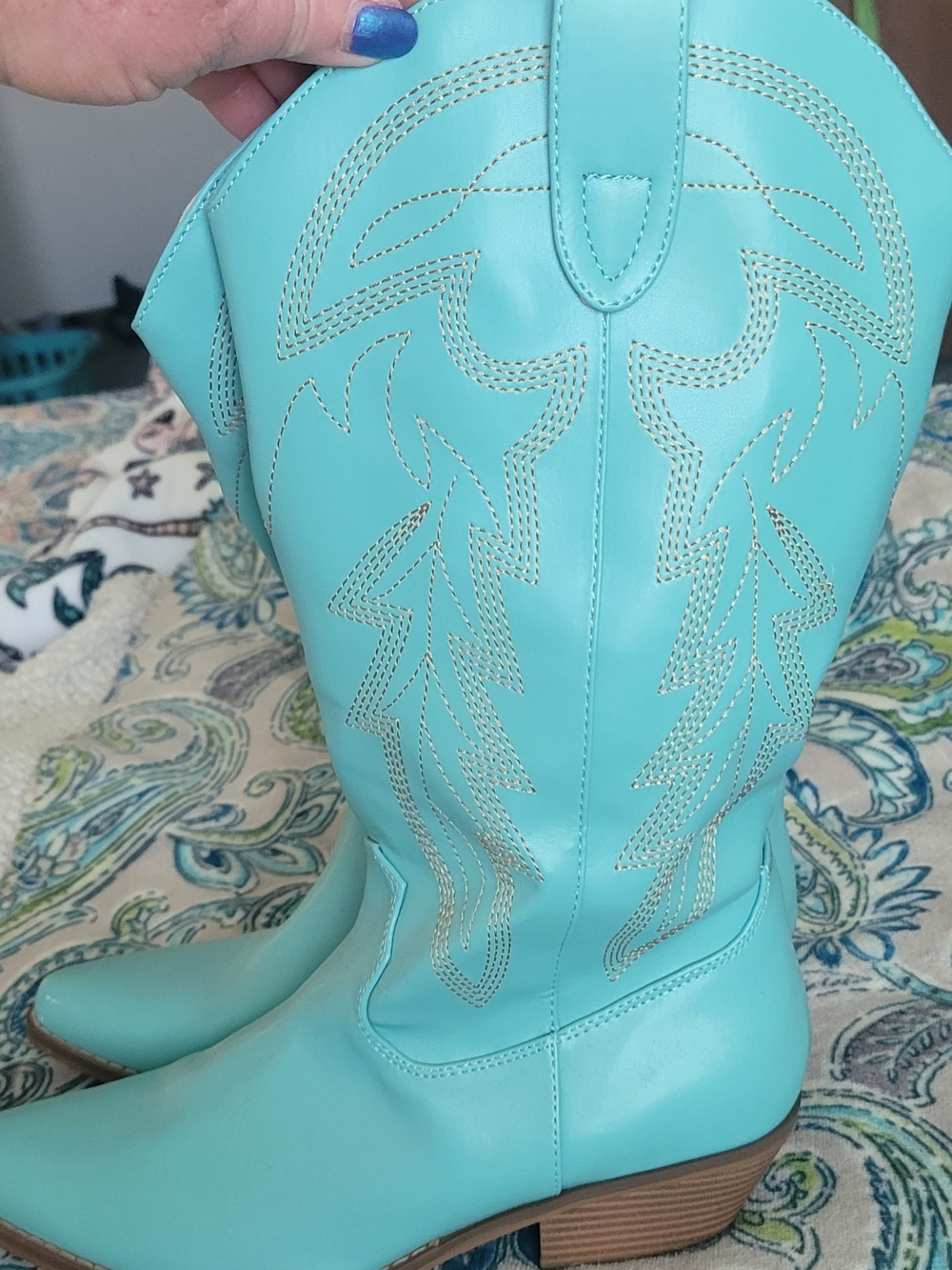 Turquoise Western Embroidered Women's Cowgirl Boot